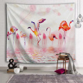 Flamingo and Feather Tapestry Watercolor Pink Wall Hanging Tropical Vintage Tapestry for Livingroom Bedroom Home Dorm Decor