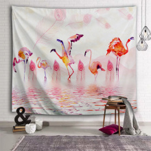 Flamingo en Feather Tapestry Aquarel roze muur opknoping tropische Vintage Tapestry voor woonkamer slaapkamer Home Dorm Decor