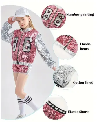 Sequin Crop Tops Shorts Jacket Dancewear Costume