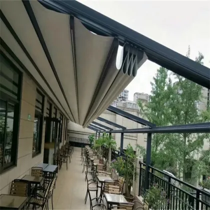Motorized Pergola Awning: Retractable Aluminum Sunshade Awning for Pergolas