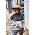 Women`s Turtleneck Stripe Color Knitted Sweater