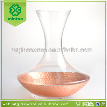 Copper decal round novelty glass wine decanter and wine glass