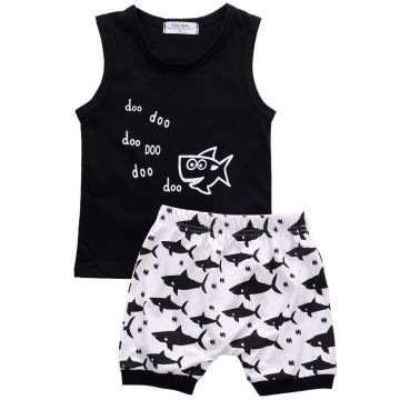 t-shirt + Shorts 2pcs suit 2017 new Summer baby girl Boys clothes cotton Sleeveless Vest letter baby boy clothing sets infant