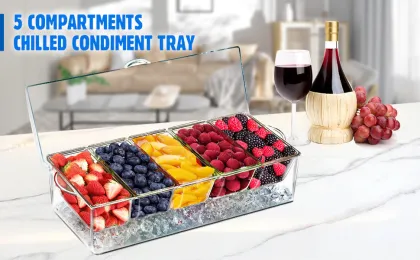 Ice Chilled 5 Compartment Condiment Server with Lid