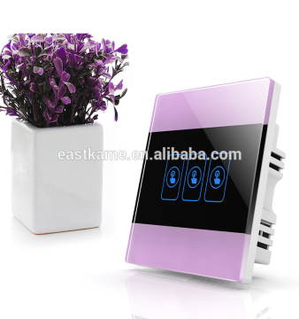 3 Gang Crystal Glass Panel Touch Smart Home Switch