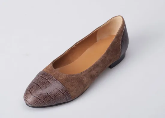 Leather Ballerina Flat Shoes / Shoe , 36#-41# Black Tpr Outsole