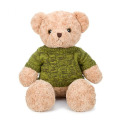 Green short-sleeved beige white stuffed bear children's toy