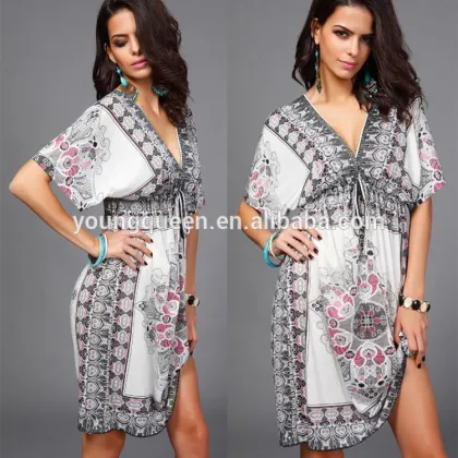 YJB93 Europe beach girls without dress V collar Sey milk silk beach holiday dress up games wholesale