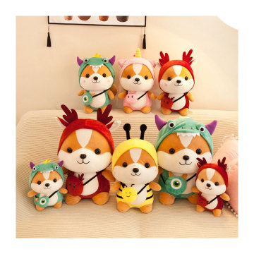 Cute Cross-Dressing Dinosaur Shiba Inu Plush Toy