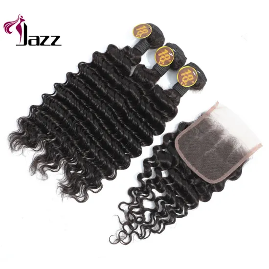 Fashion Hair Peruvian Kinky Curly 3 Bundles With Closure Non Remy Hair Weft Human Hair
