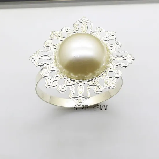 ZMASEY 10Pcs/Lot 45mm Napkin Rings Holiday Party Dinner Table Decoration Supplies Pearl Hotel Restaurant Dedicated Mouth Cloth