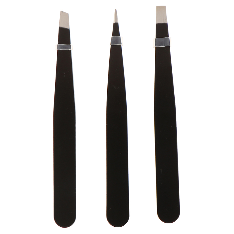 3 PCS Eyebrow Tweezers Stainless Steel Hair Removal Makeup Tool Kit with Bag Point Tip/Slant Tip/Flat Tip pinzas pincet
