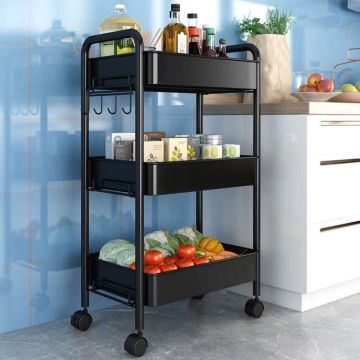 3-Tier Movable Metal Rolling Kitchen Trolley