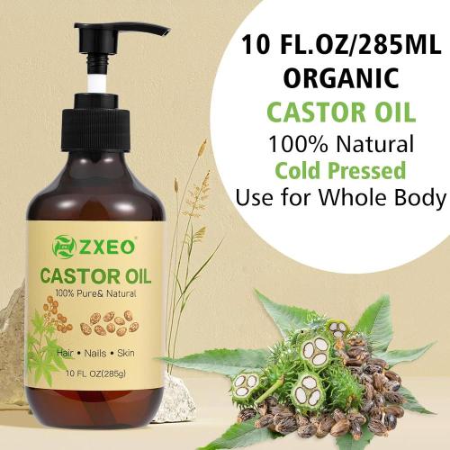 Amazon Hot Sell 237 ml di olio di ricino organico a marchio a privilegio per ciglia Crescita per sopracciglia Olio di ricino nero per donne Body Body Healthy