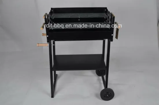 Adjustable Height Park Style Charcoal Grill with Pulling Handles
