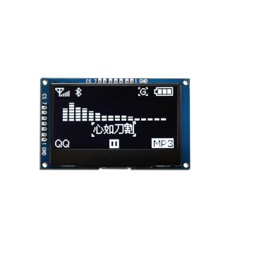 500 Nits hohe Helligkeit 2,42 Zoll 128x64 Monochrom -OLED -Display mit SPI -Grenzfläche, 7 Pins, 3,3 V