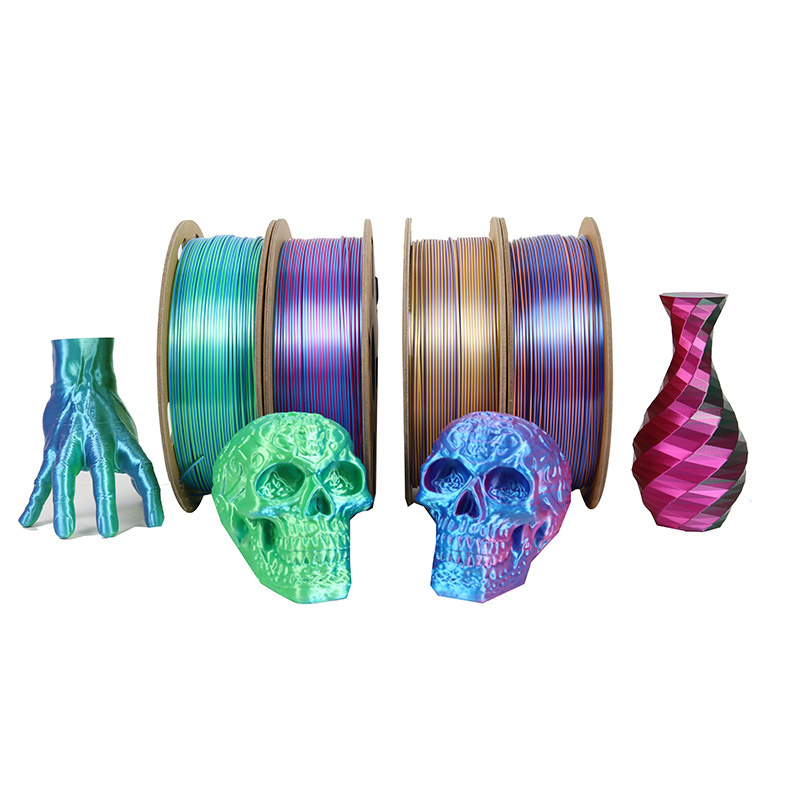 Shiny Silk Coextruded PLA Tri Colors Filament