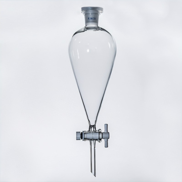 Glass Separatory Funnel Dispenser Bottle - 50ml to 20000ml, Pear-Shaped with Logo Print