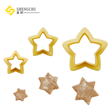 Food Grade Kitchen 6-in-1 Biscuit Cookie Cutter Molds - Star Shape Plastic Baking Tools