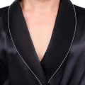 custom black men satin silk robe with piping