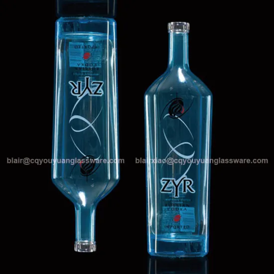 750ML Blue Vodka Round Glass Bottle Empty Vodka Glass Bottle