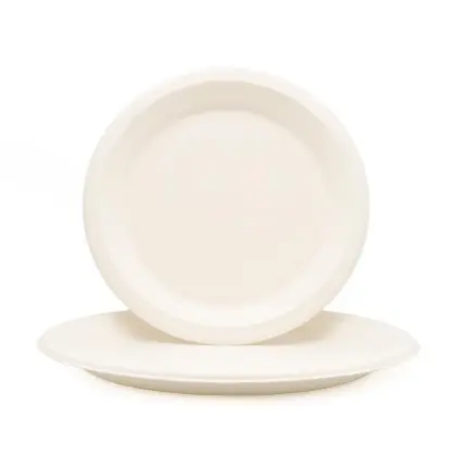 customized green disposable sugarcane tableware compostable bio degradable bagasse paper plate