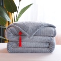 Double layer beibei blanket striped pearl grey