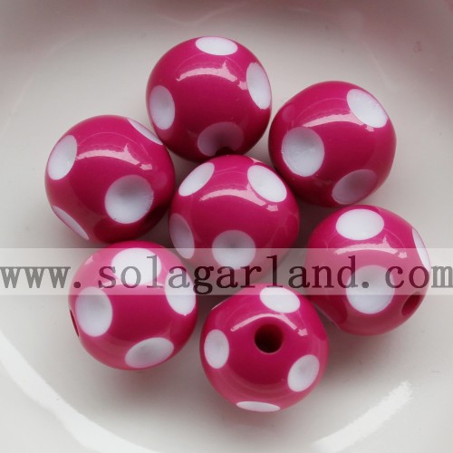 Wholesale 12-24MM Resin Polka Dot Beads Plastic Round Beads