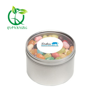 Round metal tins for candy