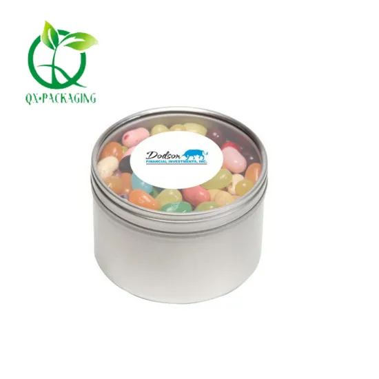 Round metal tins for candy