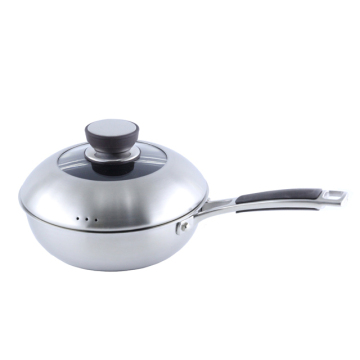20cm Stainless Steel Frying Wok Pan with Lid