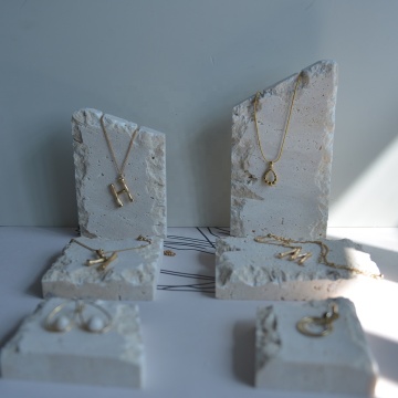 Vintage Beige Travertine Marble Jewelry Display Tray: An Irregular Elegance for Organizing Rings, Earrings, and Necklaces