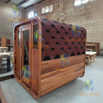 Traditional Outdoor Square Barrel Saunas with Porchs