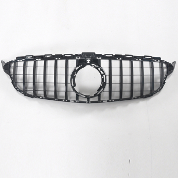 2019 Mercedes-Benz C-Class W205 AMG GT Black Silver Chrome ABS Camera Front Grille