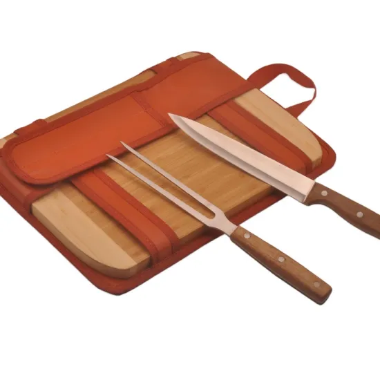 Bamboo Cutting Board & BBQ Knife Set for Kitchen and Outdoor