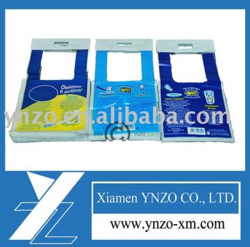 Full printed T shirt plastic bag on block