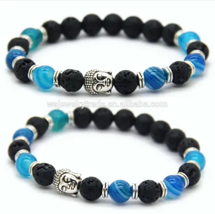 8mm Natural Lava Stone Elastic Bracelet Wholesale