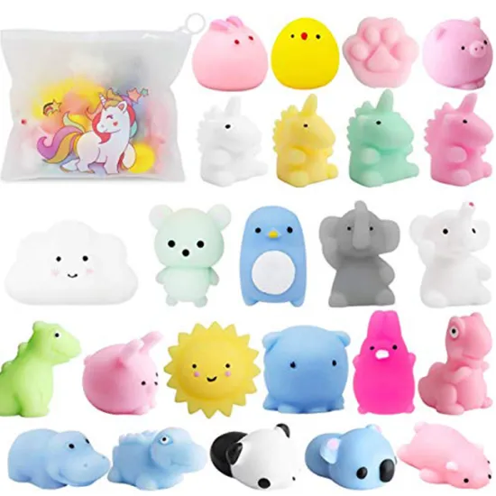 Custom Multicolored Squishy Mochi Animals for Christmas