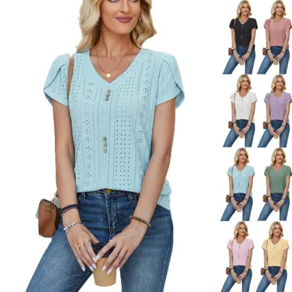 Casual Butterfly Sleeves blouse t shirt