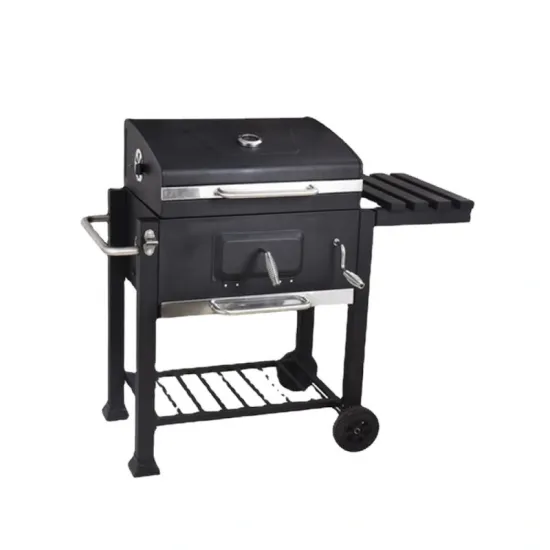 Hot Sale Outdoor Barbecue Oven Portable Square Table Charcoal BBQ Grill Smoker with Wheels