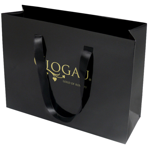 Luxury ribbon handle boutique shopping tote paper bags