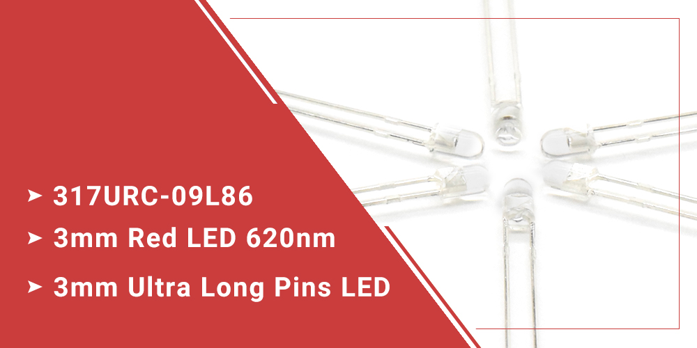 317URC-09L86 3mm LED Long Leg LED Red Clear 625nm 620nm LED