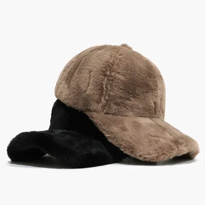 OEM Winter Warm Solid Color Thickened Casual Plush Rabbit Hair Baseball Cap