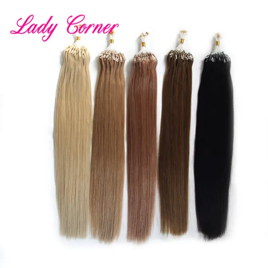 free sample human hair extension tags, different color double drawn virgin raw microlink human hair extensions