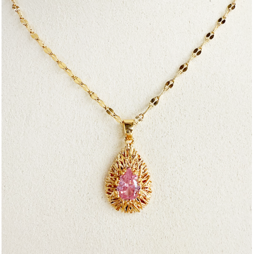 Collar de colgante de cristal de lujo en forma de gota