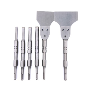 6PCS 2in1 SDS Plus Hammer Drill Bit Chisel Set - Thinnest Floor Scraper 40CrMo Shovel Chisel