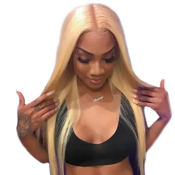 13x6 lace front human hair wigs Brazilian Remy Straight 613 Blonde Lace Front Wig Pre Plucked Honey Blonde Lace Front Wig