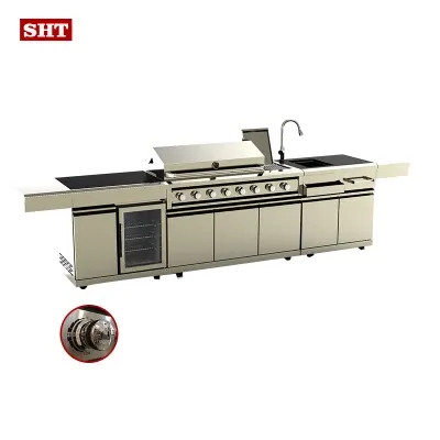 Outdoor Time Gathering Barbecue Grill Kitchen Cabinet with Copper Burner