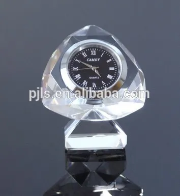 Diamond shape Art Crystal diamond clock/Diamond crystal clock