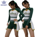 Custom white and green cheer uniforms